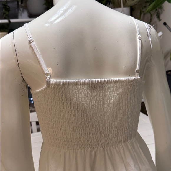 Suzy Shier White Smocked Bodice Eyelet Tier Maxi Dress boho/beach/flowing. XS - Picture 6 of 12